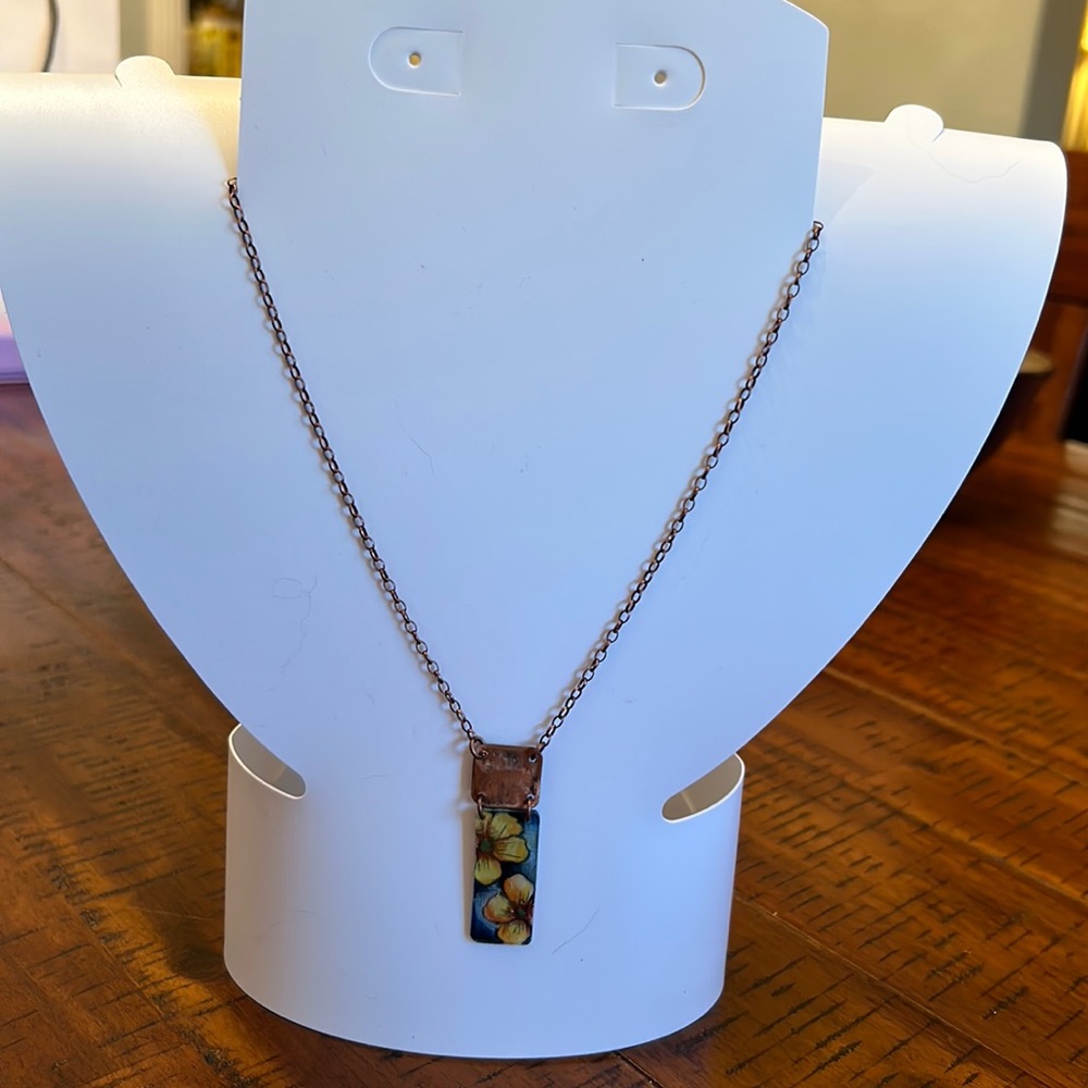 Handmade copper and flower necklace